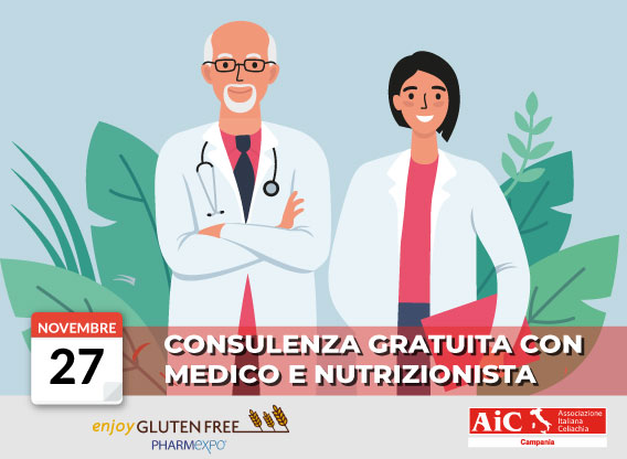 27 novembre visita gratuita per i soci aic campania con medico e nutrizionista - dieta senza glutine