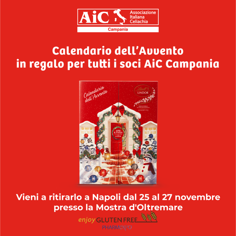calendario dell’Avvento Lindt gratis senza glutine AiC Campania